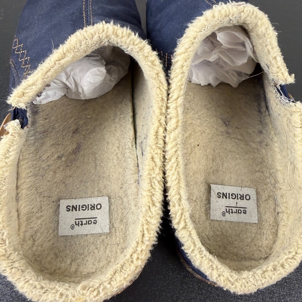 Earth Origins Aurora Johanna Clogs Women's 8W Navy Faux Fur Lined Slip On Casual - Picture 5 of 15